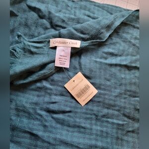NWT Coldwater Creek Teal Check Scarf Wrap 72" x 24"